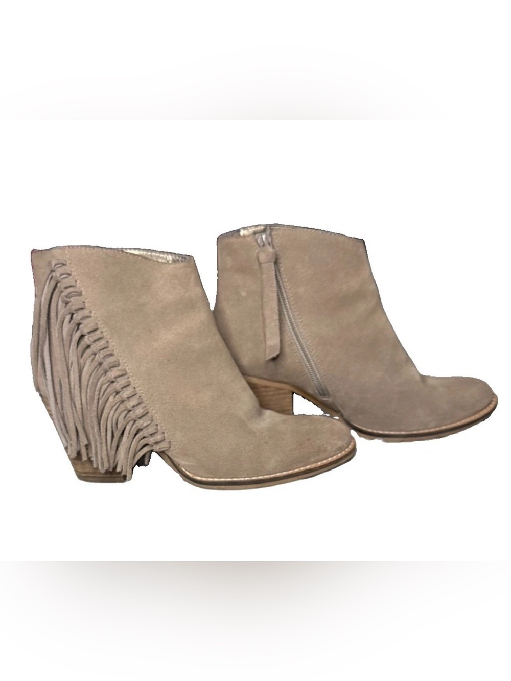 Steve Madden Women’s Taupe Suede Ankle Boots Side Zip Leather Trim Size 7